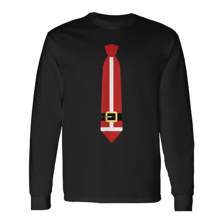 Cute Santa Claus Minimalist Christmas Tie Graphic Long Sleeve T-Shirt