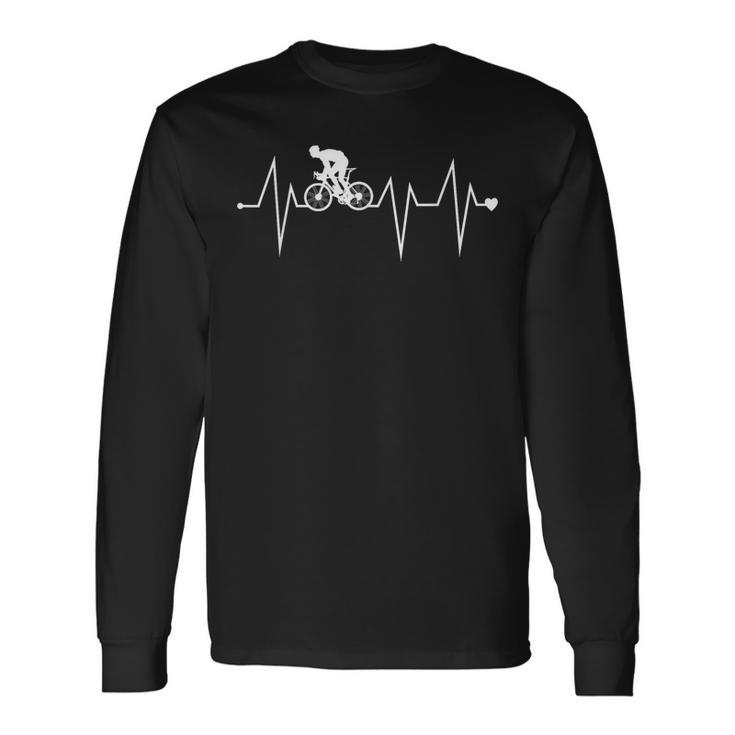 Cycling Cyclist Biker Heartbeat Heart Pulse Rate Ekg Long Sleeve T-Shirt