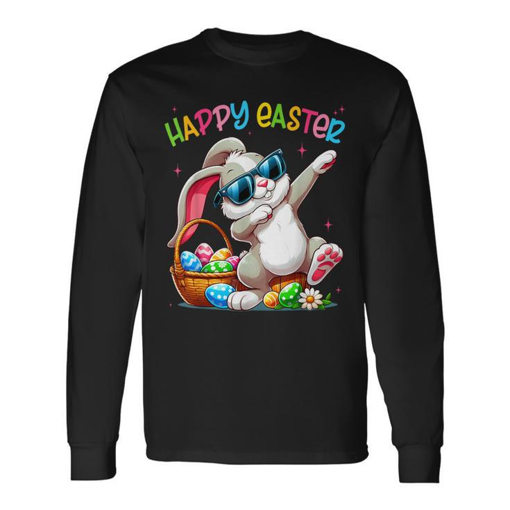Dabbing Bunny Easter Happy Easter For Boys Girls Adult Long Sleeve T-Shirt