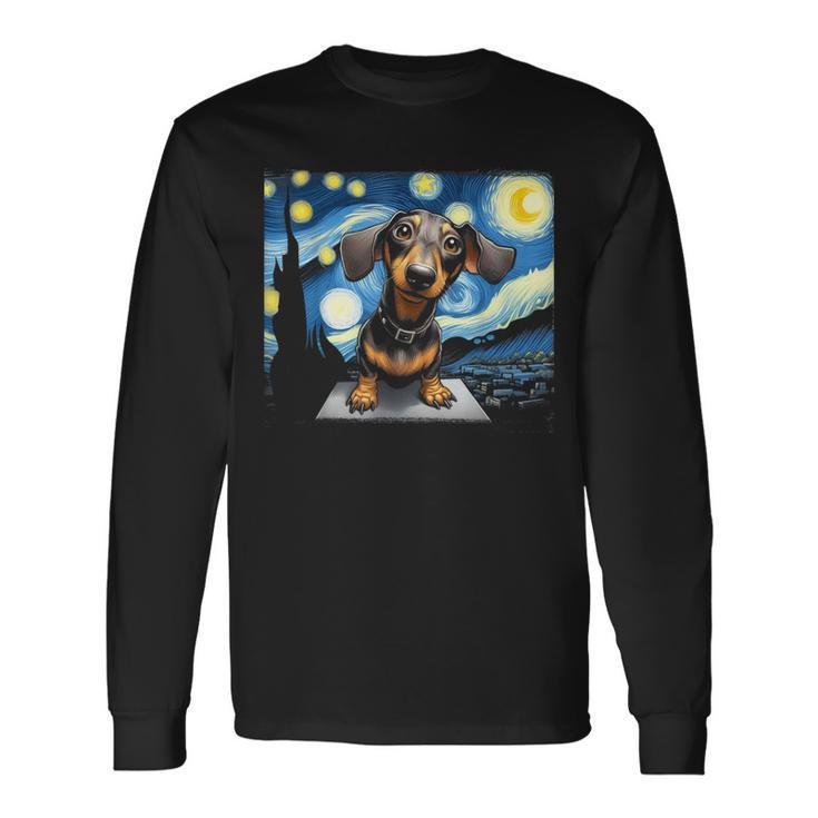 Dachshunds Sausage Dogs In A Starry Night Long Sleeve T-Shirt