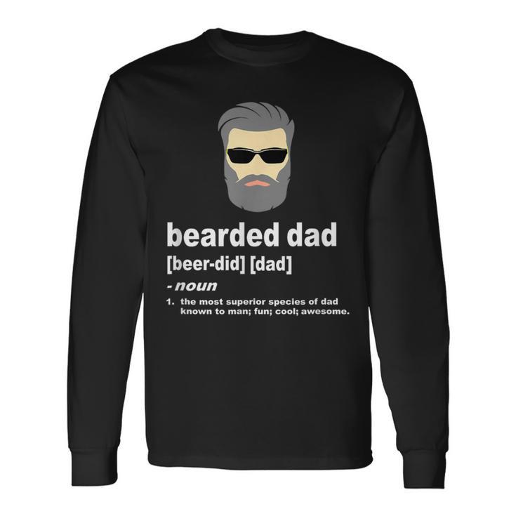 Dad Bearded Dad Silver Fox Or Gray Hair Long Sleeve T-Shirt