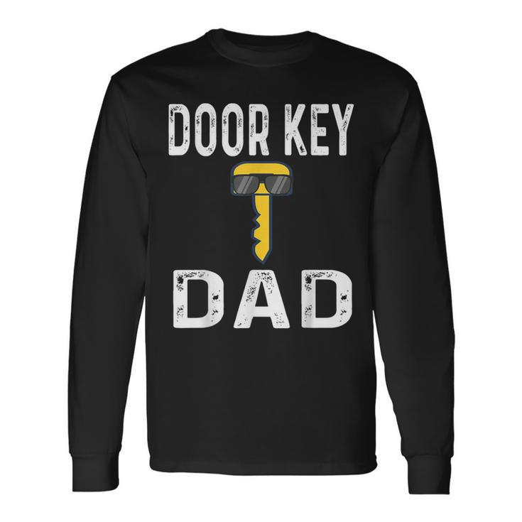 Door Key Dad Pun Humor Dorky Dork Book Nerd Father Long Sleeve T-Shirt