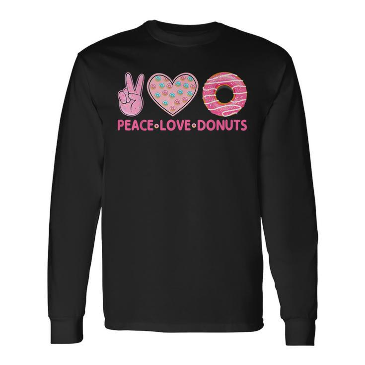 Doughnut Donut Lover Peace Love Donuts Themed Long Sleeve T-Shirt