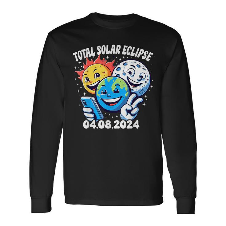 Earth Moon Sun Total Solar Eclipse April 8 2024 Long Sleeve T-Shirt