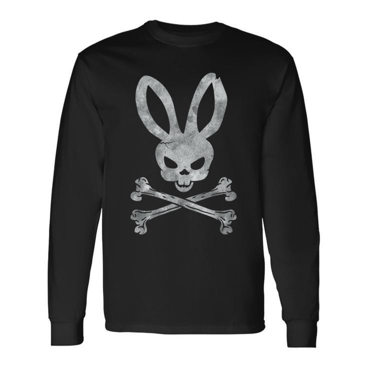 Easter Bunny Skull Crossbones Egg Hunt Easter Day Long Sleeve T-Shirt