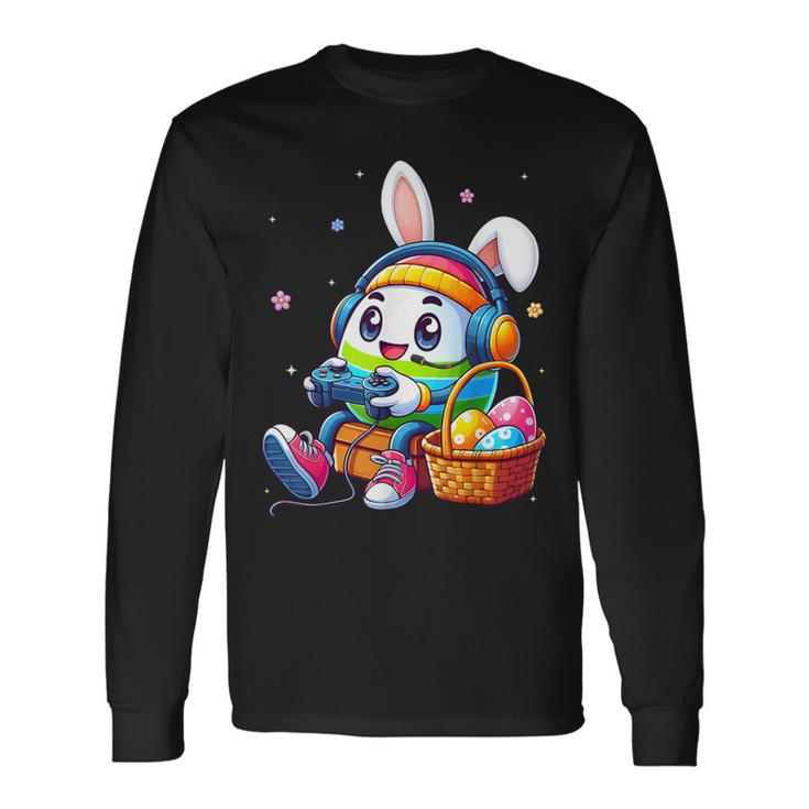 Easter Egg Playing Video Game For Gamer Boys N Long Sleeve T-Shirt Gifts ideas