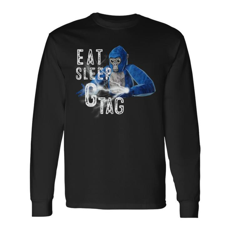 Eat Sleep Gorilla Decorations Monke Tag Vr Game Long Sleeve T-Shirt
