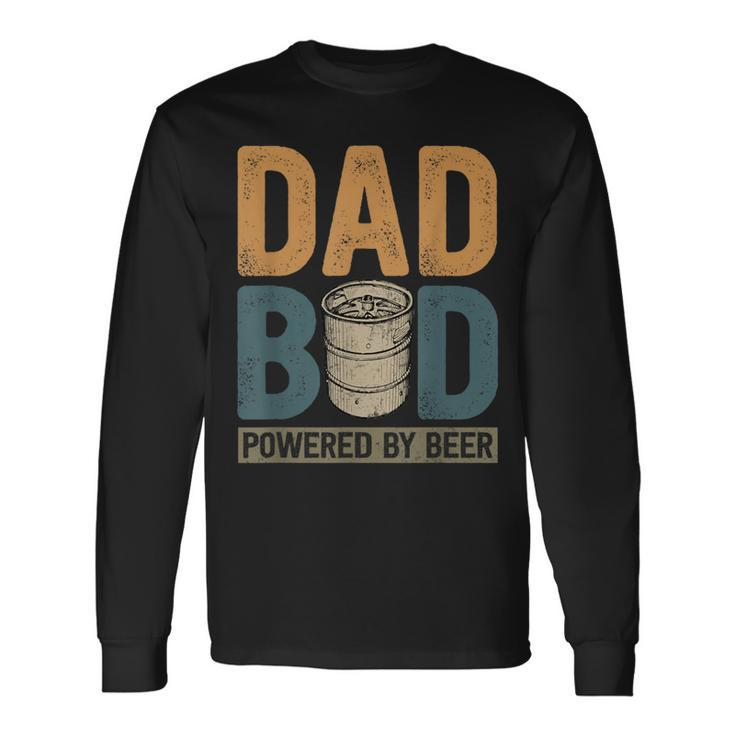 Fathers Day Dad Bod Jokes Powered By Beer Lover Long Sleeve T-Shirt