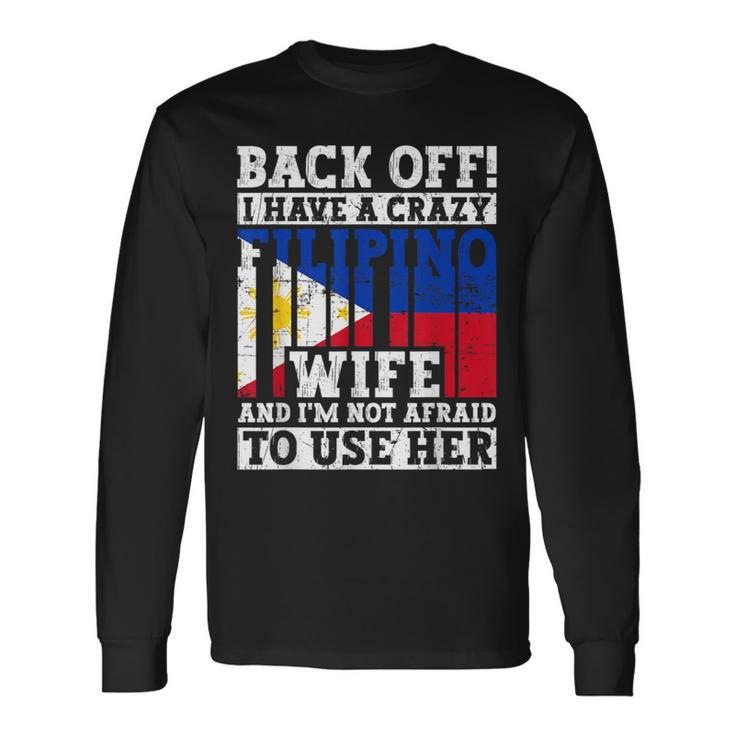 Filipino Husband Philippines Flag Roots Heritage Long Sleeve T-Shirt