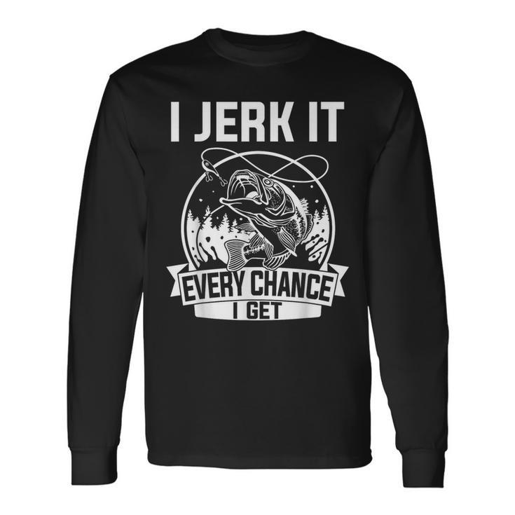 Fishing I Jerk It Every Chance I Get Men's T-shirt Back Print - Monsterry