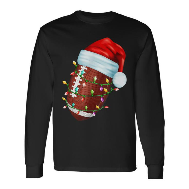 Football Snowman Christmas Tree Pajamas Matching Boys Long Sleeve T-Shirt Gifts ideas