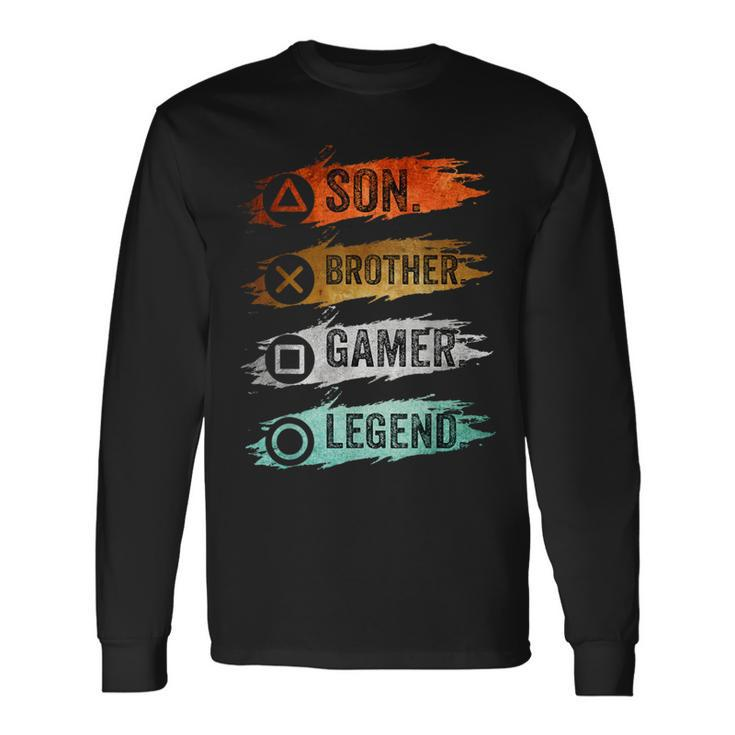 Gamer Vintage Video Games For Boys Brother Son Long Sleeve T-Shirt