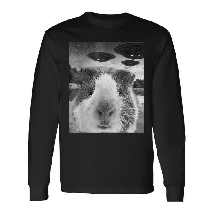 Guinea Pig Selfie With Ufos For Guinea Pig Lover Long Sleeve T-Shirt