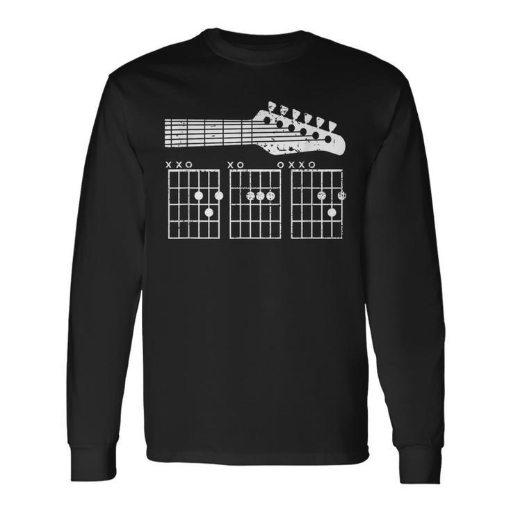 Guitar Dad Music Chords D A D Retro Vintage Long Sleeve T-Shirt Gifts ideas