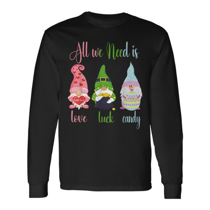 Happy Valentines St Patrick Easter Happy Holiday Gnome Long Sleeve T-Shirt