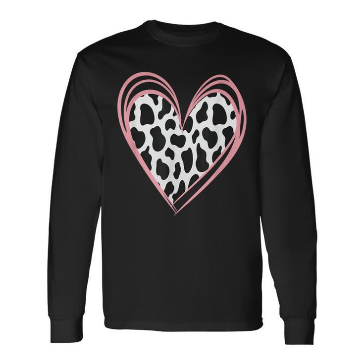 Heart Shaped Cow For Cow Lovers Happy Valentine's Day Long Sleeve T-Shirt