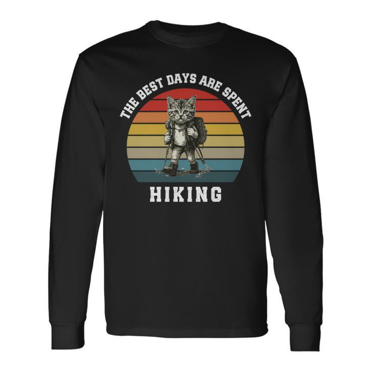 Hiker Cat Quote Vintage Hiking Lovers' Idea Long Sleeve T-Shirt