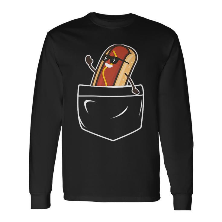 Hotdog In A Pocket Meme Grill Cookout Joke Barbecue Long Sleeve T-Shirt