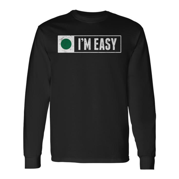 I'm Easy Snowboard Ski Mountain Sign Retro Vintage Long Sleeve T-Shirt