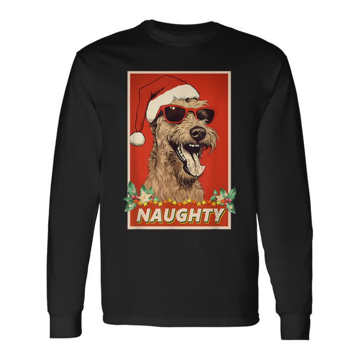 Irish Terrier Christmas Naughty Vintage Long Sleeve T-Shirt