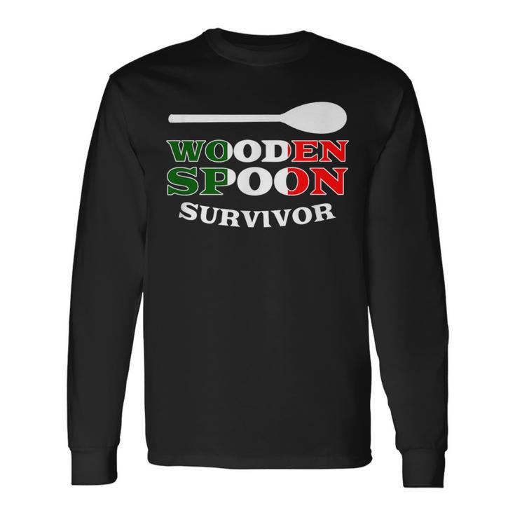 Italian Heritage Wooden Spoon Survivor Italy Flag Fun Long Sleeve T-Shirt