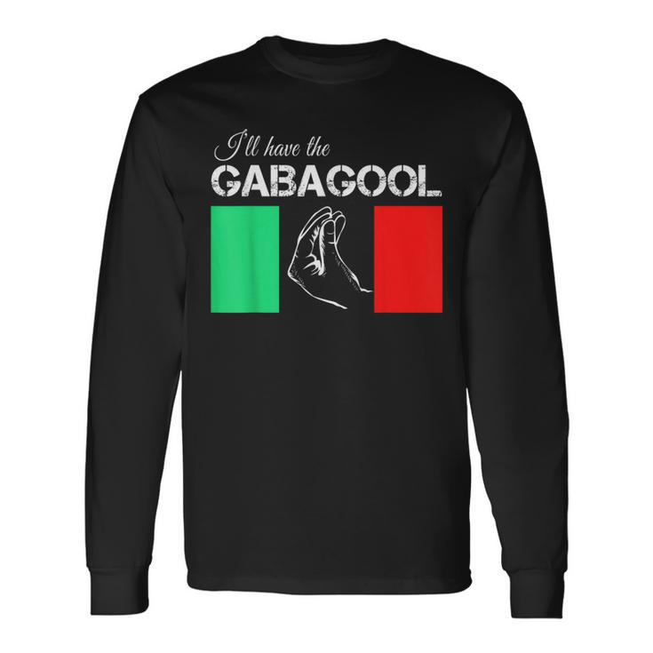 Italiano Gabagool Capicola Italian Slang Italy Flag Long Sleeve T-Shirt