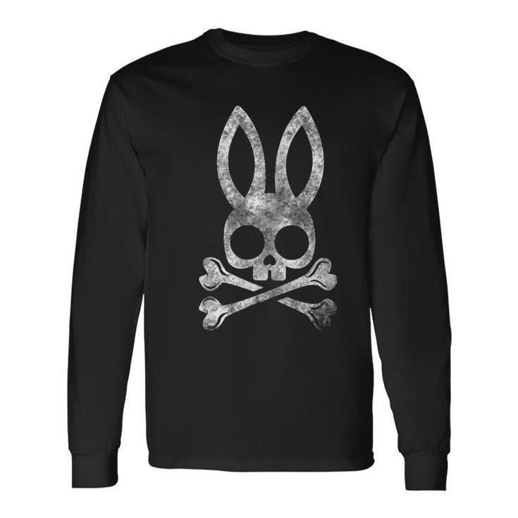 Jolly Roger Bunny Skull Crossbones Egg Hunt Easter Day Long Sleeve T-Shirt