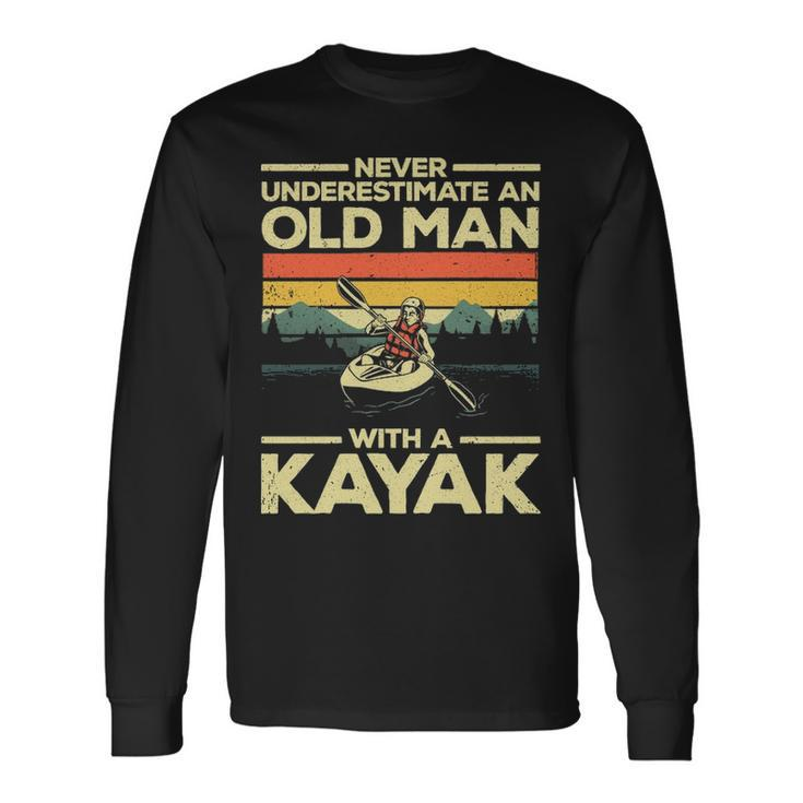 Kayaking For Men Grandpa Kayaker Kayak Lovers Long Sleeve T-Shirt