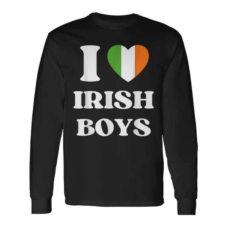 I Love Irish Boys I Red Heart British Boys Ireland Long Sleeve T-Shirt Gifts ideas