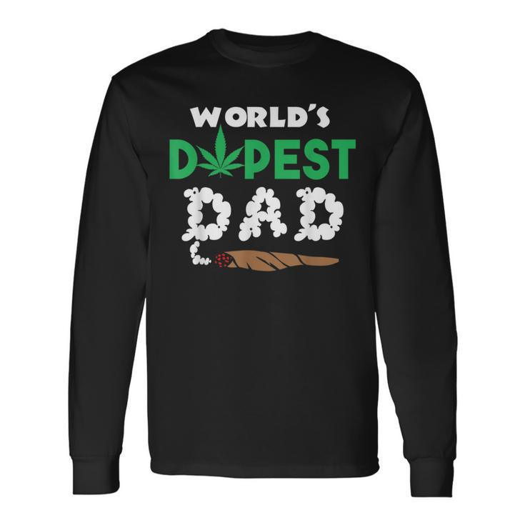 Marijuana Leaf World's Dopest Dad Weed Cannabis Long Sleeve T-Shirt