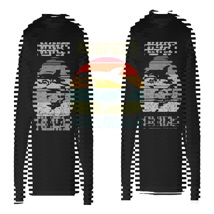 Men's Respect The Locals Shark Love Cool Couple Long Sleeve T-Shirt