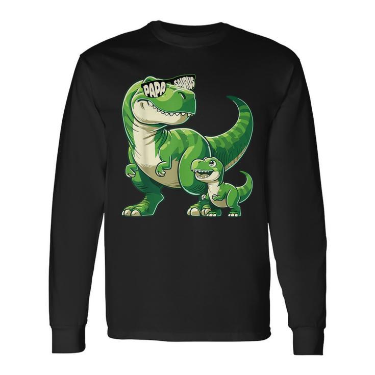 Papasaurus T-Rex With Sunglasses Father's Day Long Sleeve T-Shirt