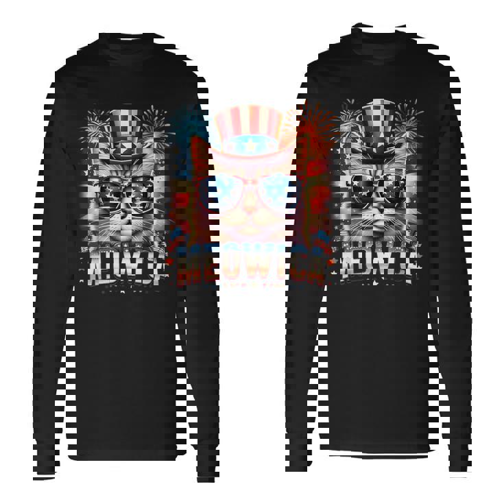 Patriotic Kitty Cat 4Th Of July Firework Cat Meowica Long Sleeve T-Shirt