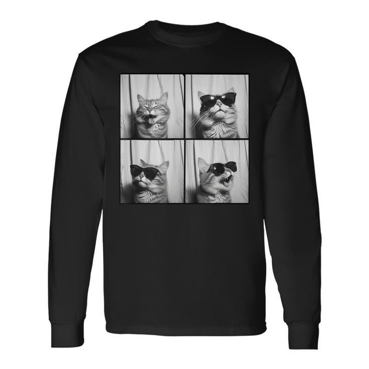 Photobooth Cat Selfie Photostrip Cute Laugh Cat Lover Long Sleeve T-Shirt
