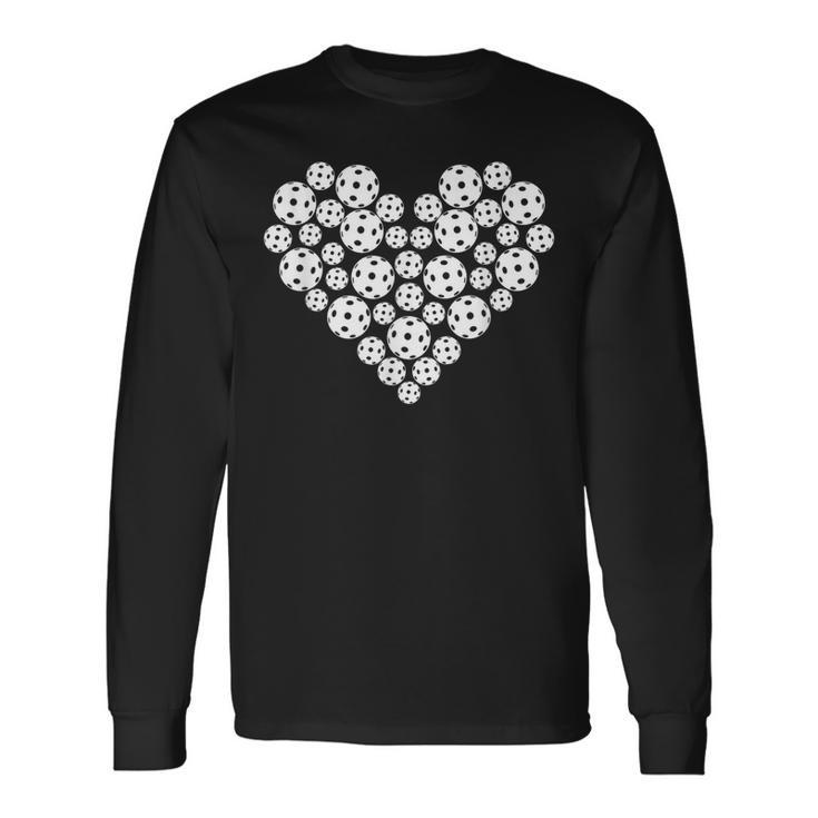 Pickleball Love Heart Shape Valentine Long Sleeve T-Shirt