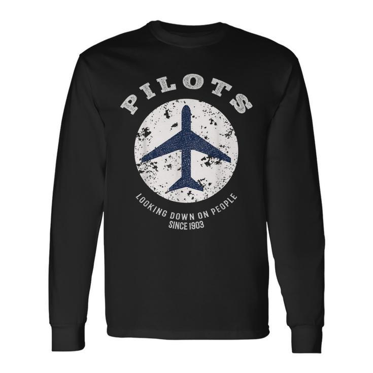 Pilot Quote Retro Airplane Vintage Aircraft Aviators Long Sleeve T-Shirt