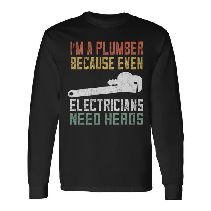 Plumber For Men Retro Plumbing Long Sleeve T-Shirt