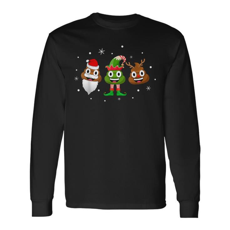 Poop Santa Elf Reindeer Christmas Pajama Long Sleeve T-Shirt