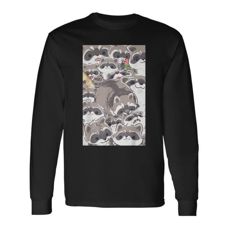 Raccoon Face Cute Pet Forest Animal Long Sleeve T-Shirt