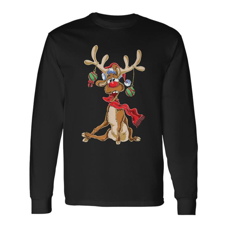 Reindeer Christmas Antlers Short Sleeve Langarmshirts Geschenkideen