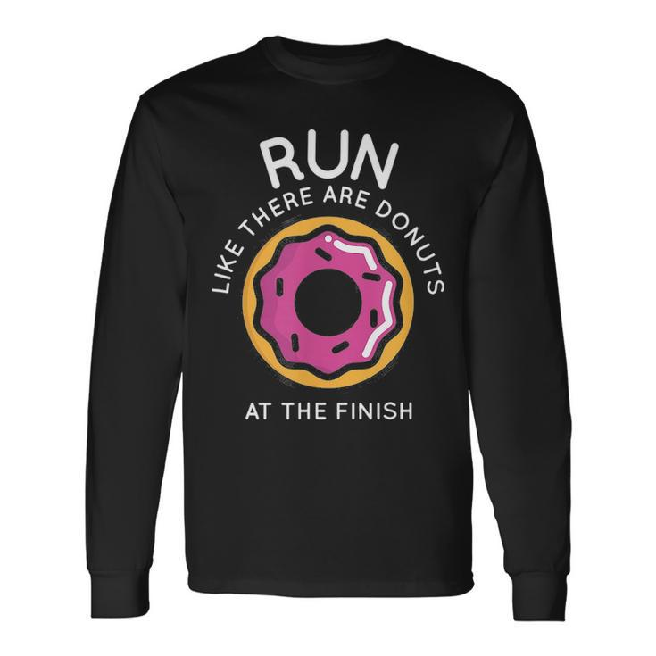 Running Donuts Marathon Mens Motivation Long Sleeve T-Shirt
