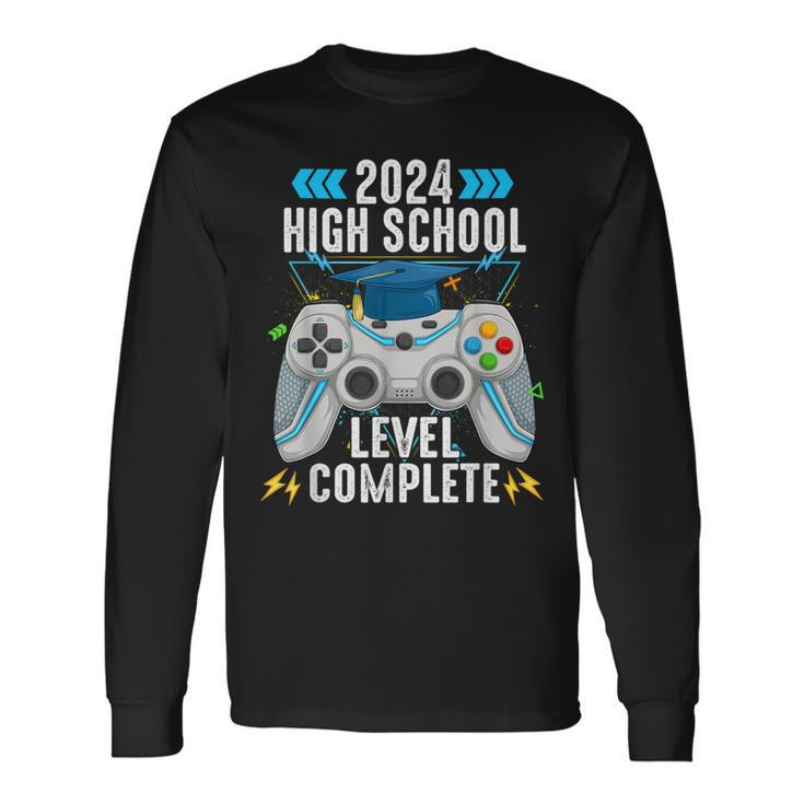 Senior Gamer 2024 High School Level Complete 2024 Grad Long Sleeve T-Shirt