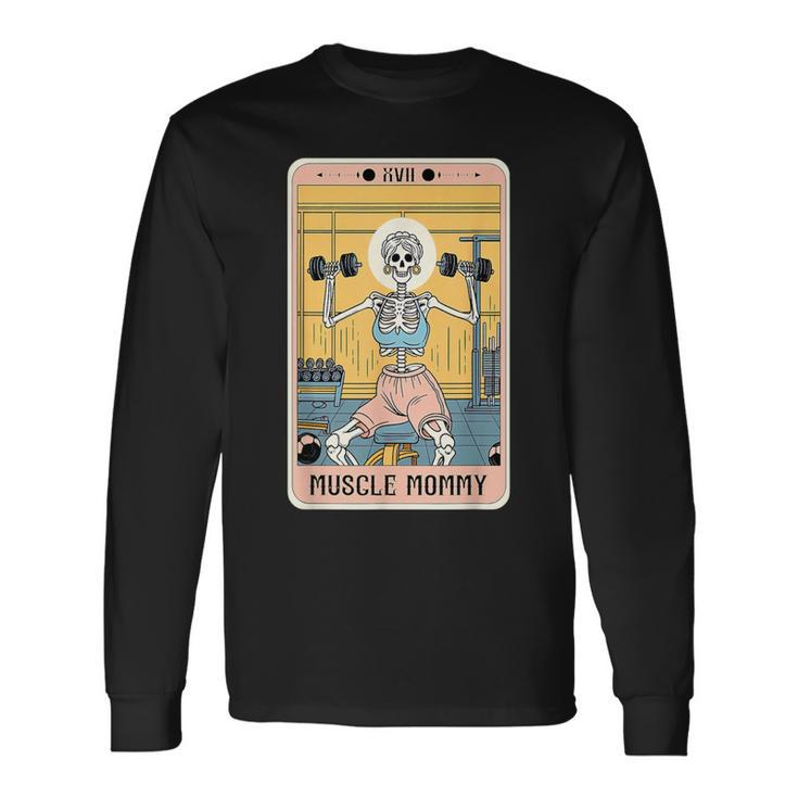 Skeleton Fitness Workout Muscle Mommy Tarot Card Long Sleeve T-Shirt