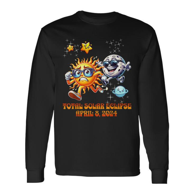 Solar Eclipse Chase April 2024 Moon Chasing Sun Long Sleeve T-Shirt