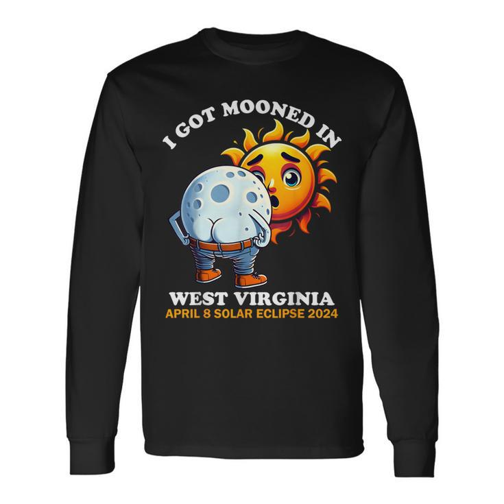 Solar Eclipse West Virginia 2024 Mooned Humor Long Sleeve T-Shirt