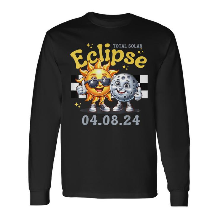 Sun With MoonApril 8 2024 Total Solar Eclipse Moon Long Sleeve T-Shirt