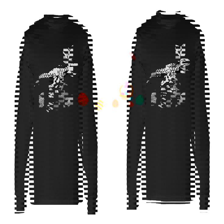 T Rex Easter Skeleton Bunny Basket Egg Hunt Easter Day Long Sleeve T-Shirt Gifts ideas