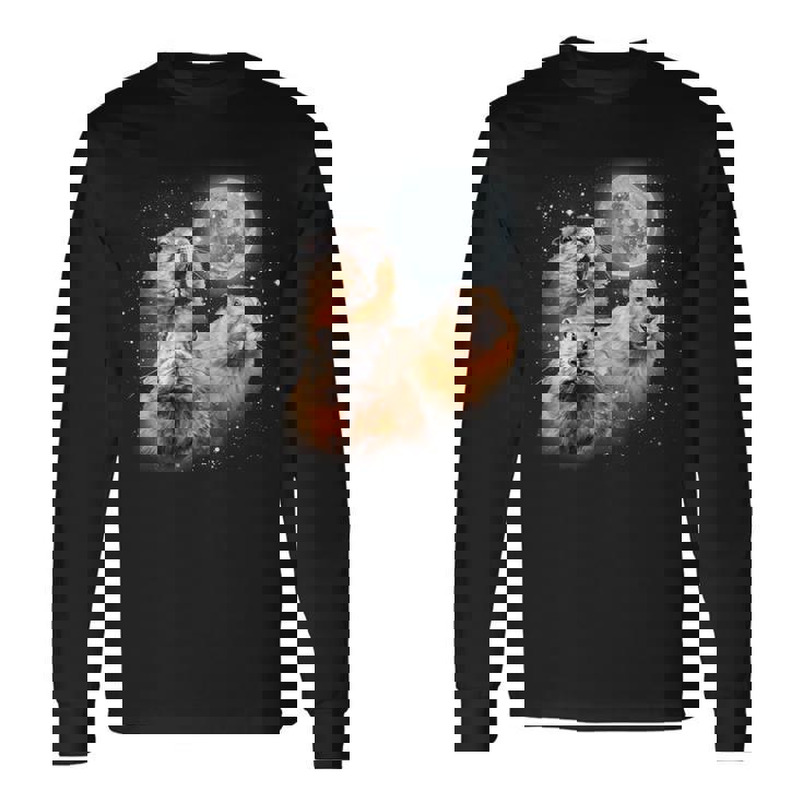 Three Groundhog Moon 3 Groundhog Head Groundhog Day Long Sleeve T-Shirt Gifts ideas