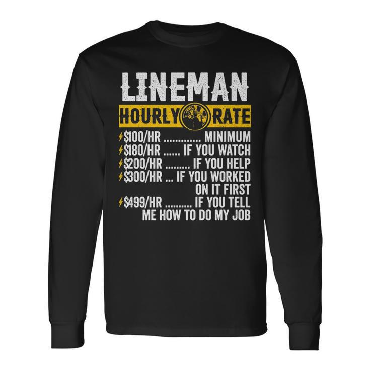 Vintage Lineman Apparel Electrician Hourly Rate Mens Pullover Long Sleeve T-Shirt