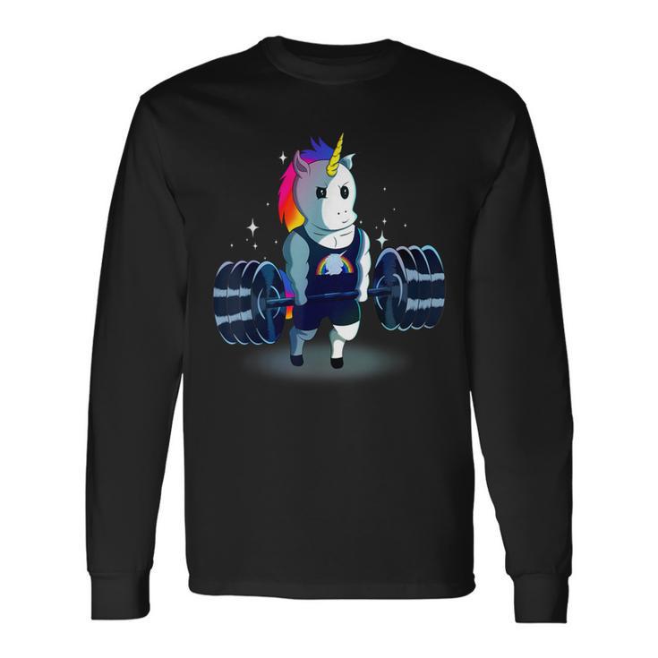 Weightlifting Unicorn Fitness Christmas Birthday Long Sleeve T-Shirt